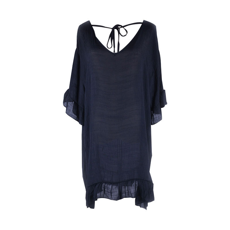 New bamboo cotton V-neck bikini cover-up beach cover-up vacation swimsuit outerwear women's sun protection