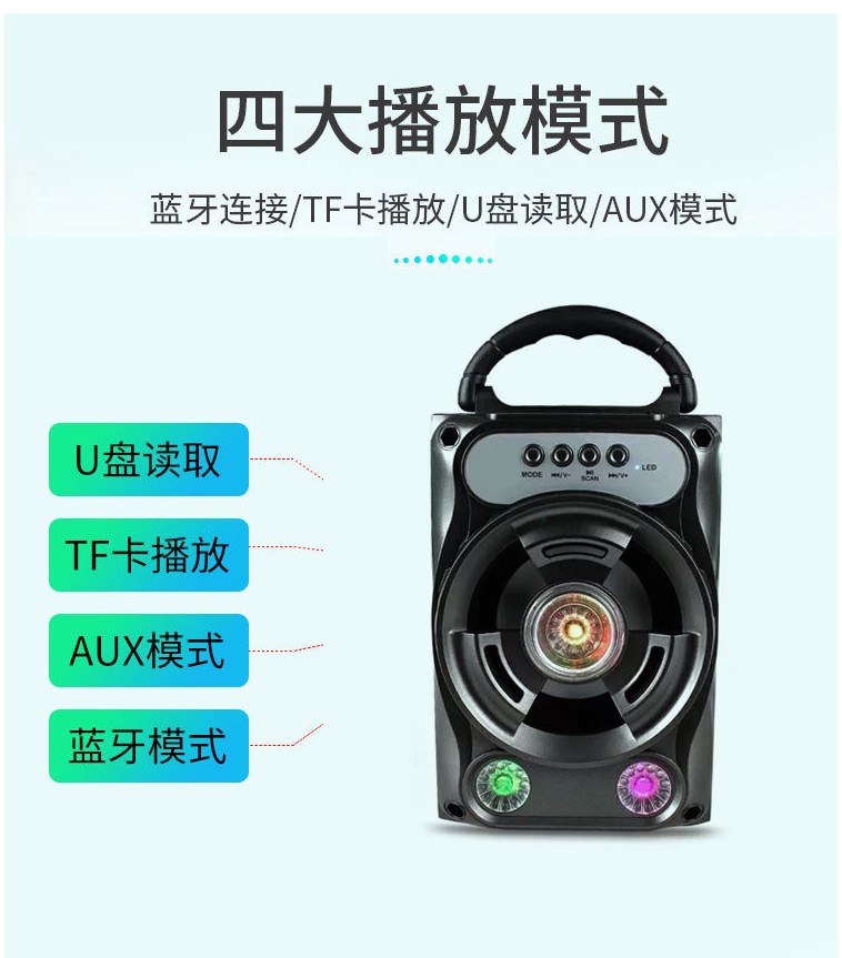 Wireless Bluetooth Card Speaker Square Dance Subwoofer Phone Computer Car Music Player Neutral New