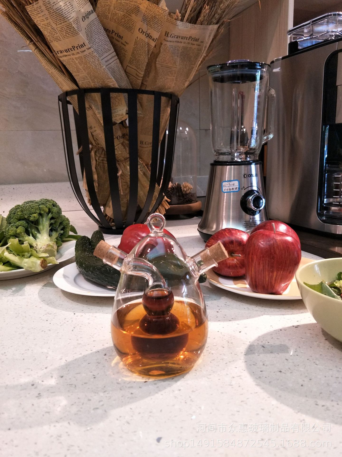 Dual-Use Glass Kitchen Oil Pouring Bottle Home Sealed Sauce Vinegar Seasoning Bottle Oil Bottle Oil Can