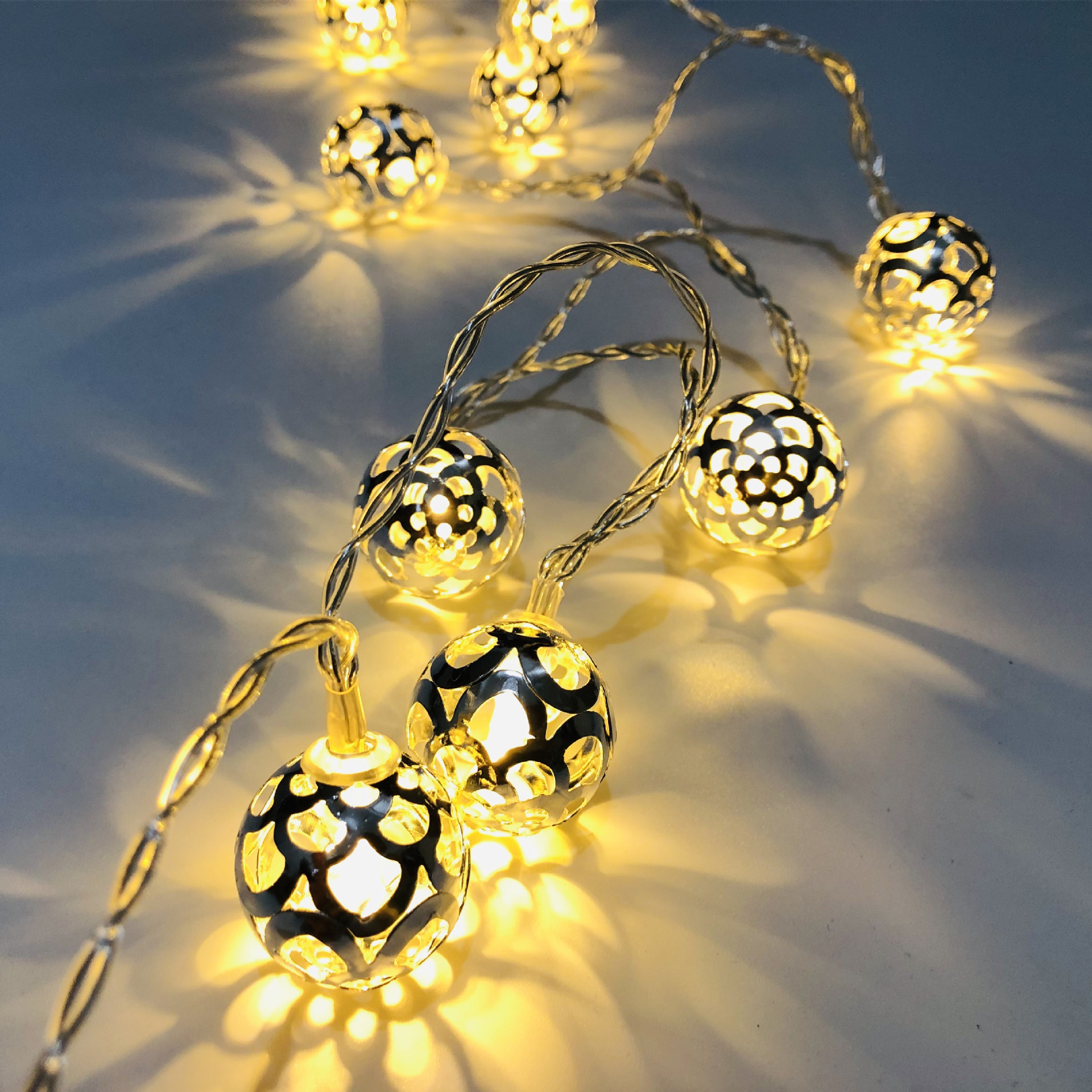 LED Moroccan Pattern Round Ball Light String Christmas Halloween Thanksgiving Room Courtyard Festival Decorative Lights
