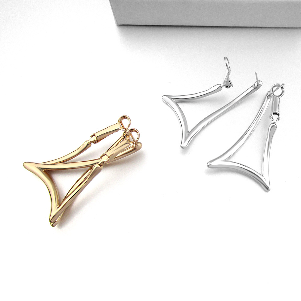 New Exaggerated Smooth Large Triangle Earrings Ear Stud Earrings Women Smooth Surface Earrings
