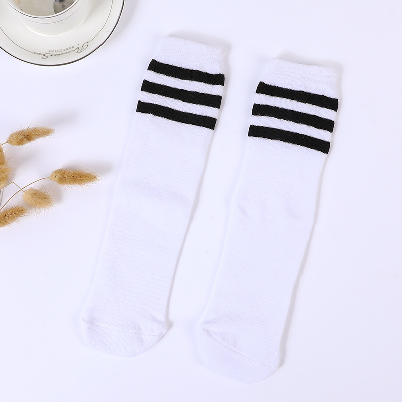 Socks, girls' spring cotton knee-high socks, new high-top student striped