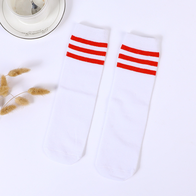 Socks, girls' spring cotton knee-high socks, new high-top student striped