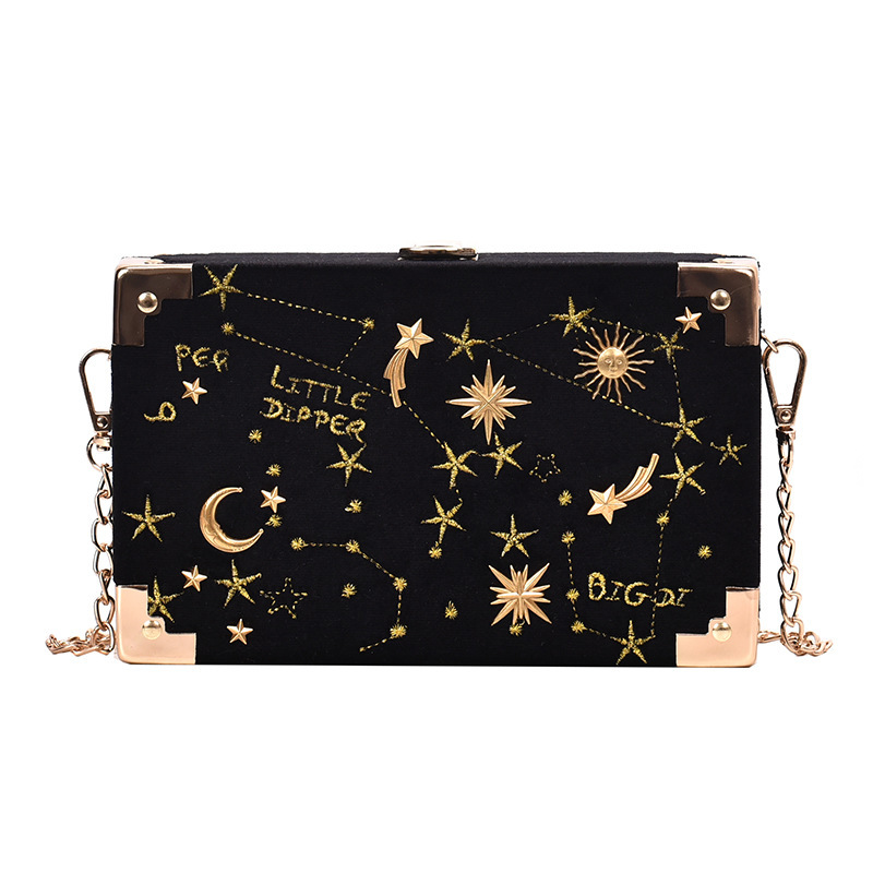 2026 New Velvet Box Bag Starry Small Square Bag Single Shoulder Chain Simple Crossbody