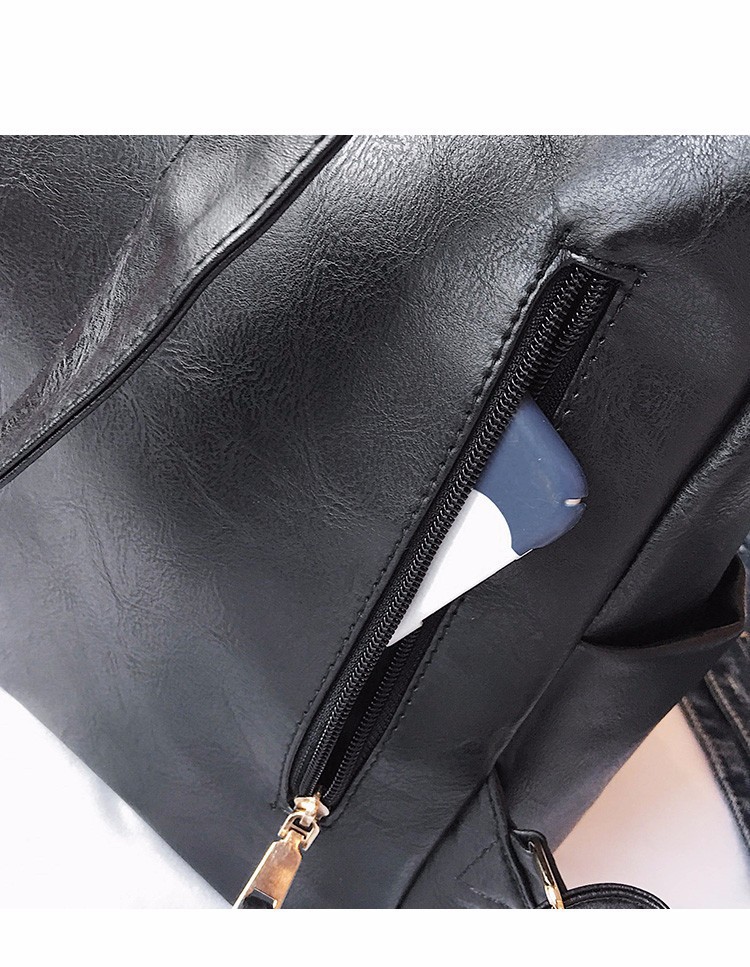 PU soft leather double shoulder bag large capacity college style travel leisure high school large backpack style