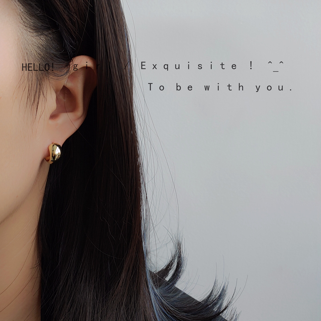 Bright Eye Silver-Plated Needle with 14K Real Gold Plating, Simple Ear Lobe Small Stud Earrings for Women