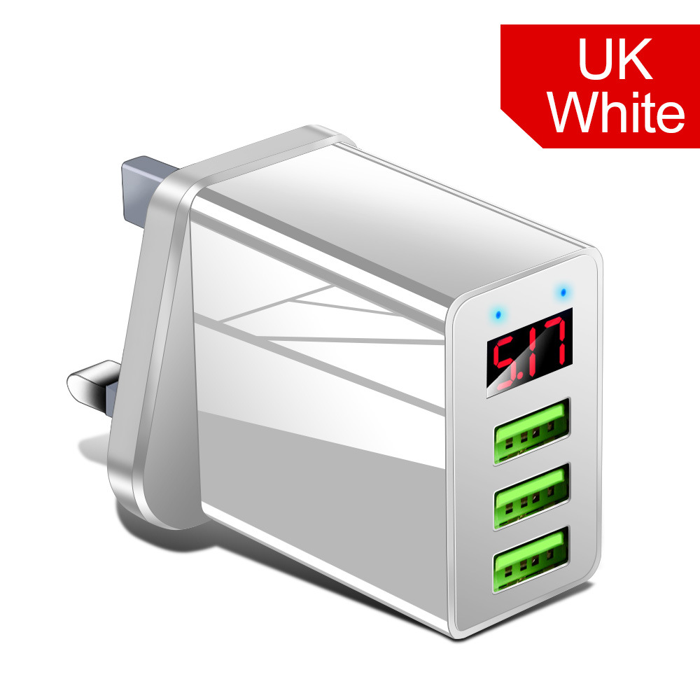 3USB Display Phone Charger EU US UK Plug Wall Charger Travel Charger