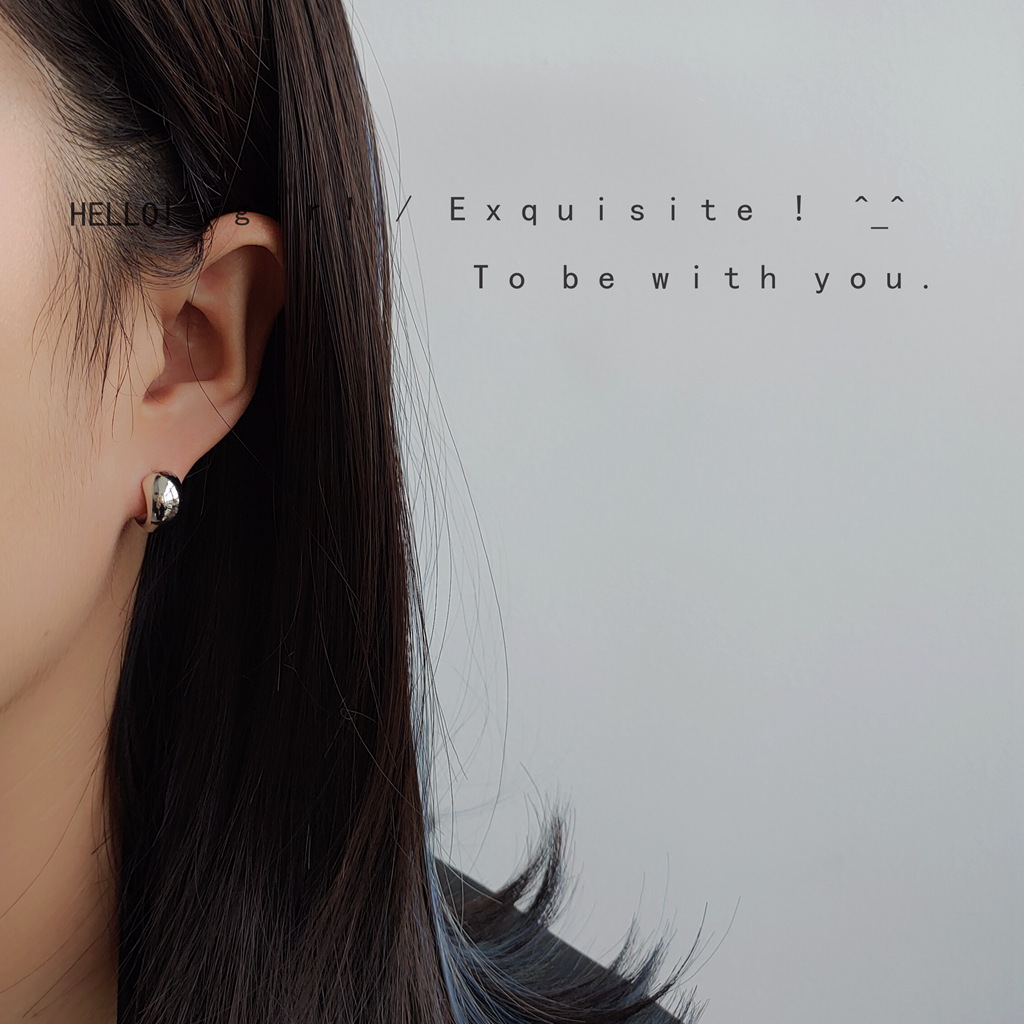 Bright Eye Silver-Plated Needle with 14K Real Gold Plating, Simple Ear Lobe Small Stud Earrings for Women
