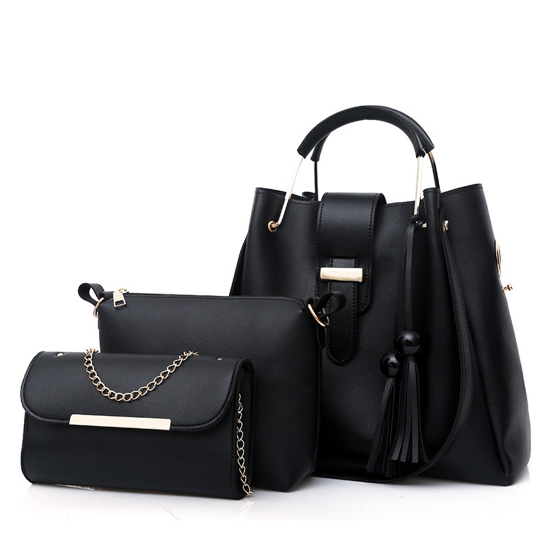 Women's bag three-piece set 2020 new simple handbag tassel crossbody bag exclusive supply