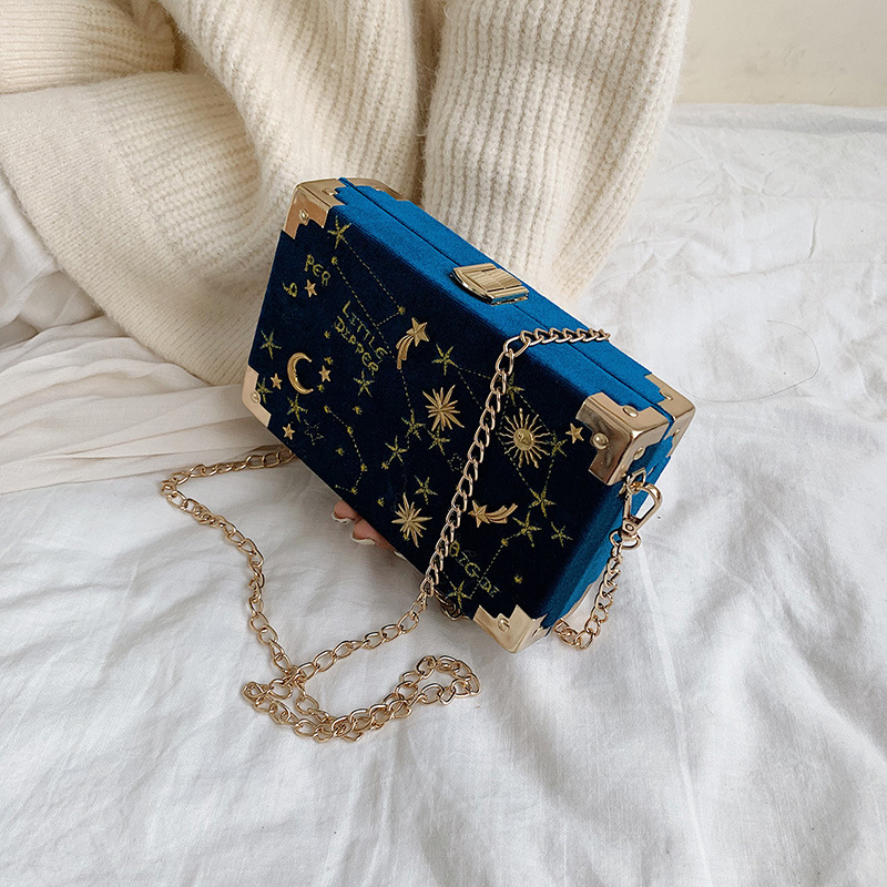 2026 New Velvet Box Bag Starry Small Square Bag Single Shoulder Chain Simple Crossbody