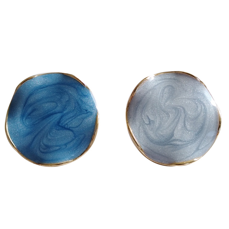 S925 silver needle contrast geometric ear studs simple drip oil fresh earrings ear accessories 1920