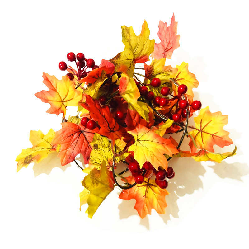 Thanksgiving Harvest Autumn Maple Leaf Vine Red Berry Light String Fruit Copper Wire Light Festival Party Courtyard Decorative Lights