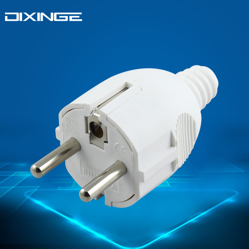 German plug side-wired European standard plug, assembled straight head European standard three-pole grounded power plug