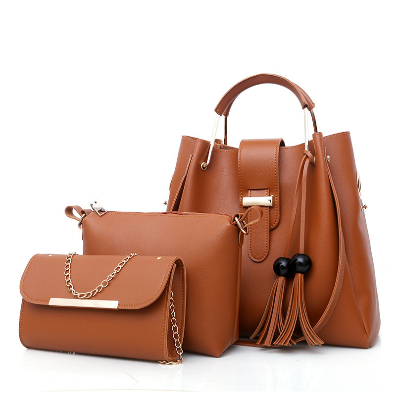 Women's bag three-piece set 2020 new simple handbag tassel crossbody bag exclusive supply