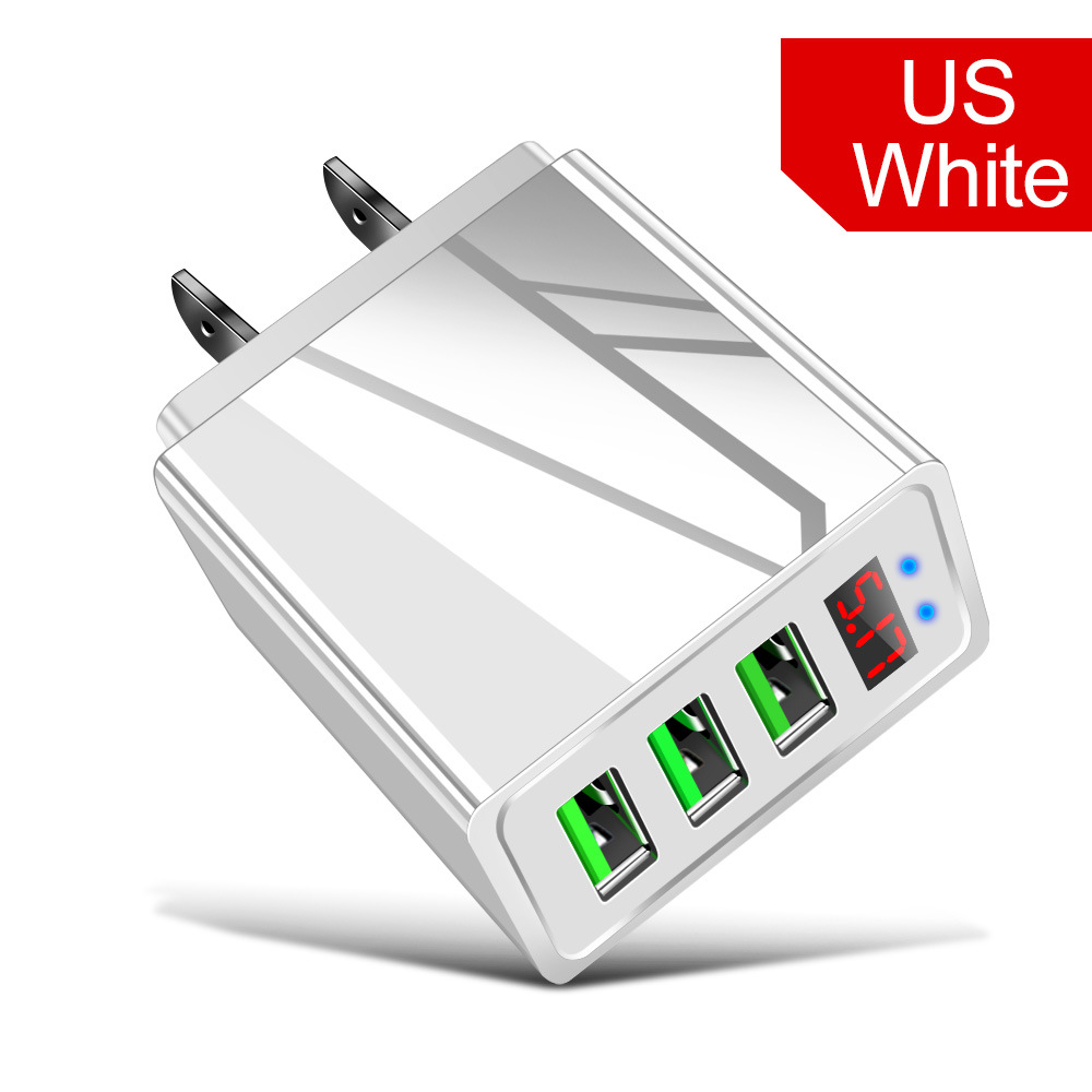 3USB Display Phone Charger EU US UK Plug Wall Charger Travel Charger