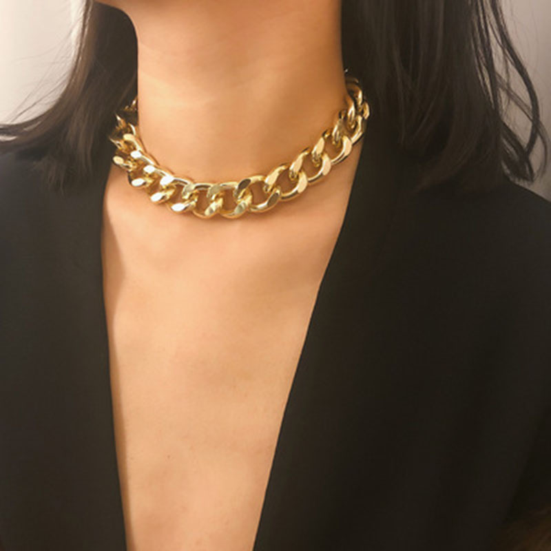 Heavy Metal Chain Necklace Punk Rock Rap Style Choker Women Simple