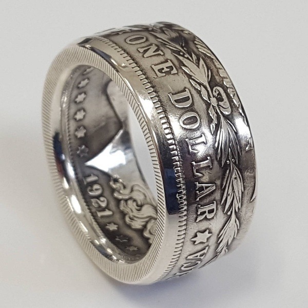 Zhenrong new USA national motto E Pluribus Unum coin ring plated s925 Thai silver bar ring band