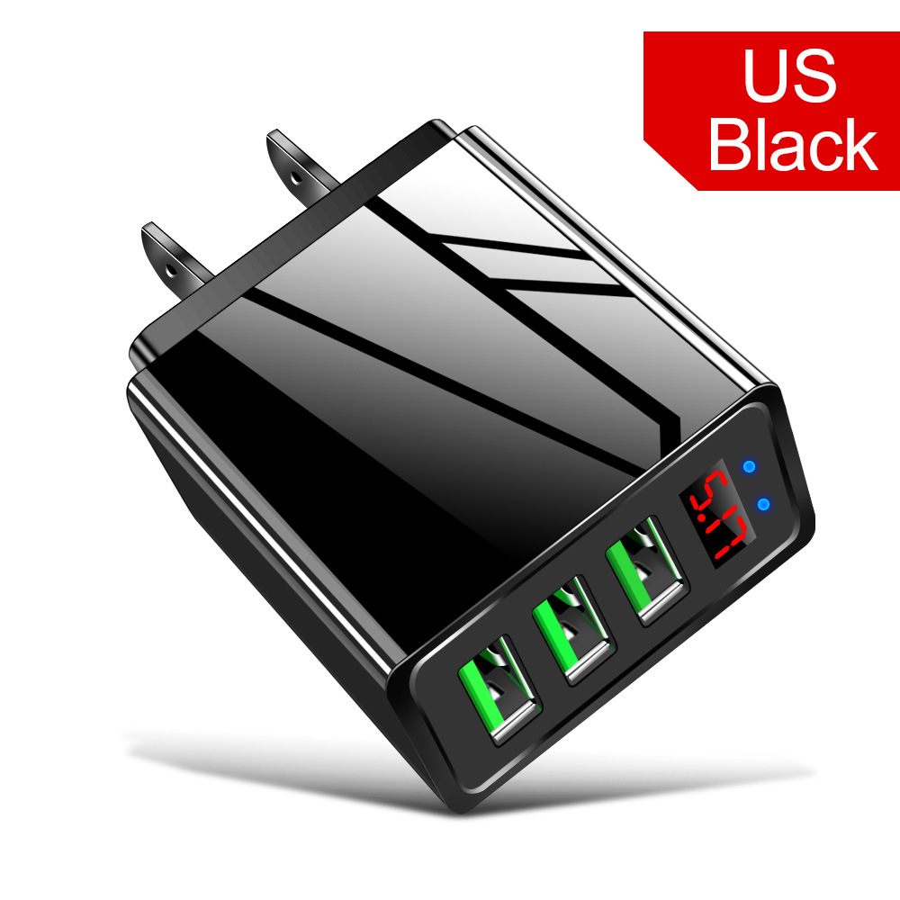 3USB Display Phone Charger EU US UK Plug Wall Charger Travel Charger