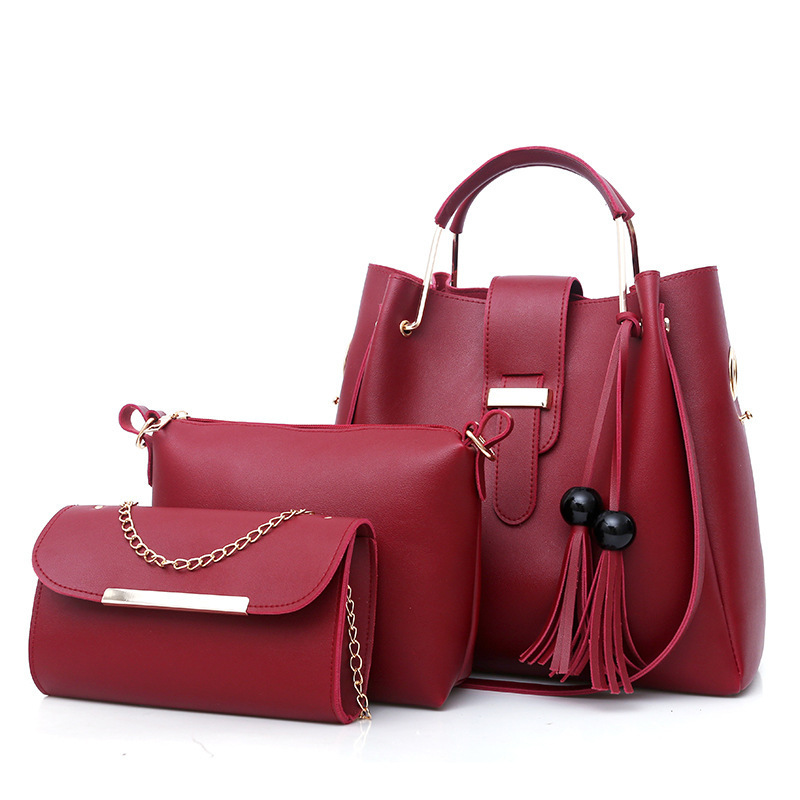 Women's bag three-piece set 2020 new simple handbag tassel crossbody bag exclusive supply