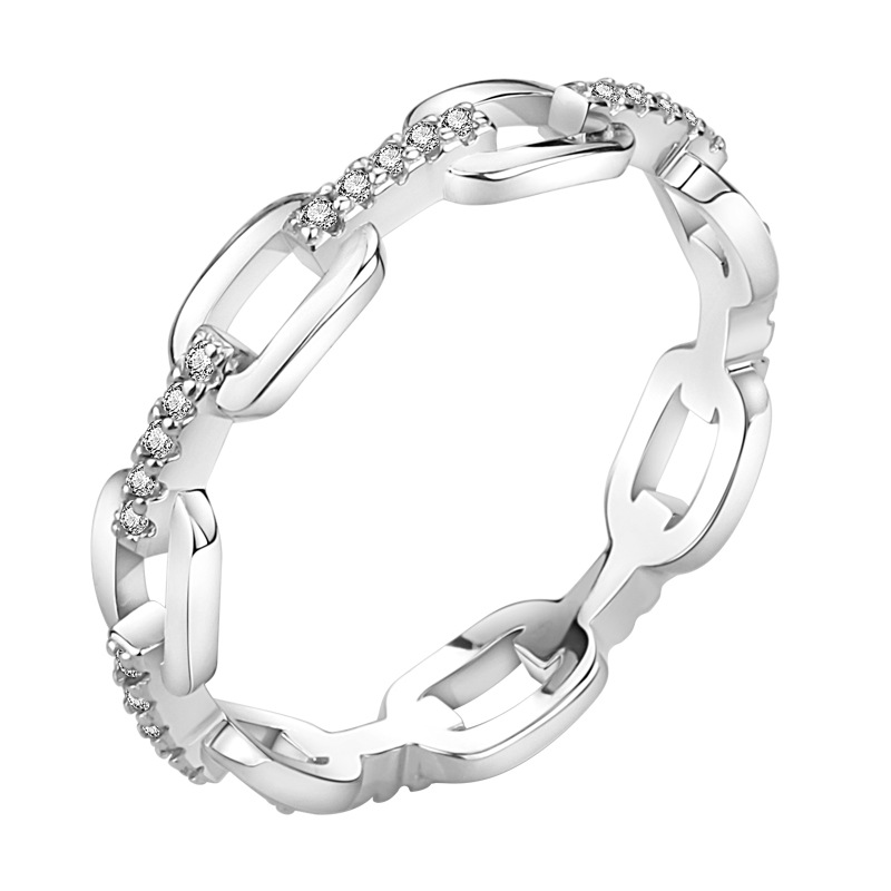 JZ473 Simple interval diamond lock chain small ring micro-set cubic zirconia women's surround diamond chain diamond ring