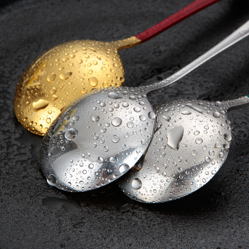Stainless steel spoon children's small dessert spoon household spoon soup spoon large round head spoon