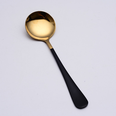 Stainless steel spoon children's small dessert spoon household spoon soup spoon large round head spoon