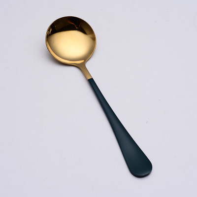 Stainless steel spoon children's small dessert spoon household spoon soup spoon large round head spoon