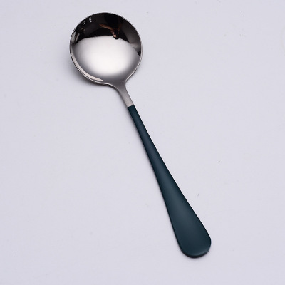 Stainless steel spoon children's small dessert spoon household spoon soup spoon large round head spoon