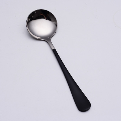 Stainless steel spoon children's small dessert spoon household spoon soup spoon large round head spoon