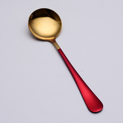 Stainless steel spoon children's small dessert spoon household spoon soup spoon large round head spoon