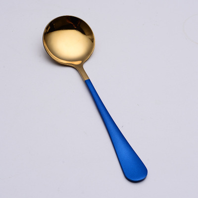 Stainless steel spoon children's small dessert spoon household spoon soup spoon large round head spoon
