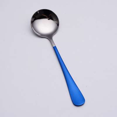Stainless steel spoon children's small dessert spoon household spoon soup spoon large round head spoon