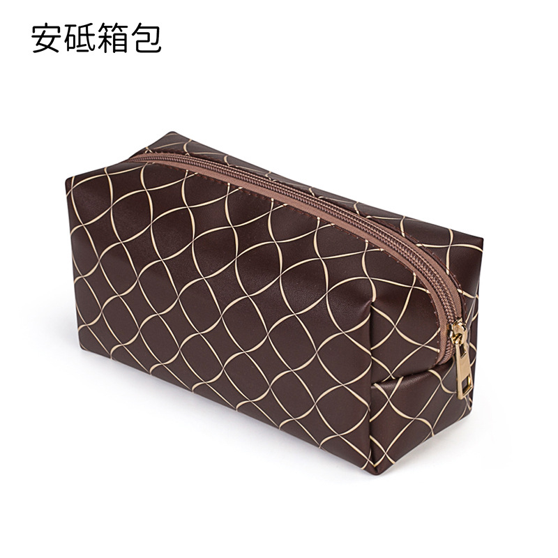 New Marble Pattern PU Cosmetic Bag Portable Handheld Bag Large Capacity Cosmetic Storage Bag