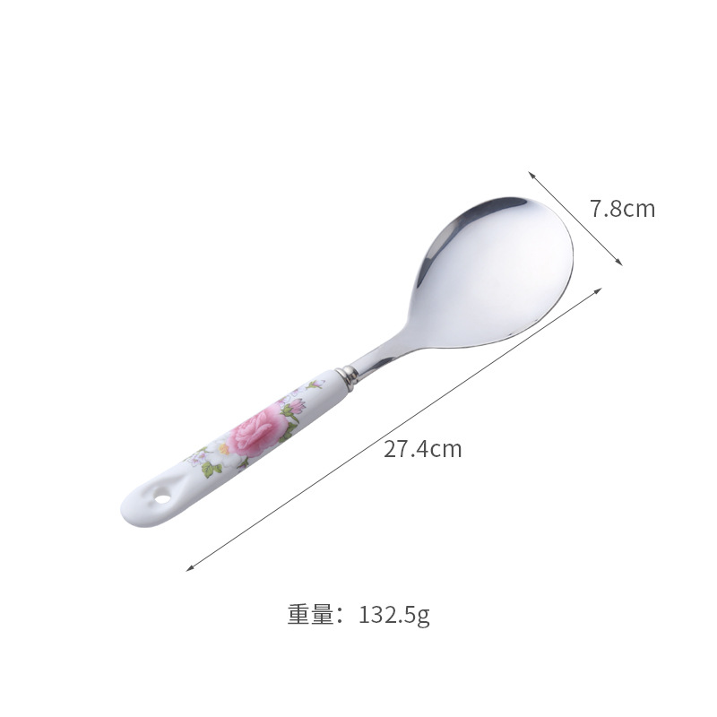 Stainless steel stir-fry spatula, pot spoon, home use, ceramic handle kitchenware set, heat insulation kit, supplies, Jieyang summer use