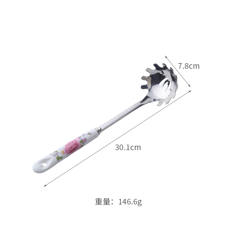 Stainless steel stir-fry spatula, pot spoon, home use, ceramic handle kitchenware set, heat insulation kit, supplies, Jieyang summer use