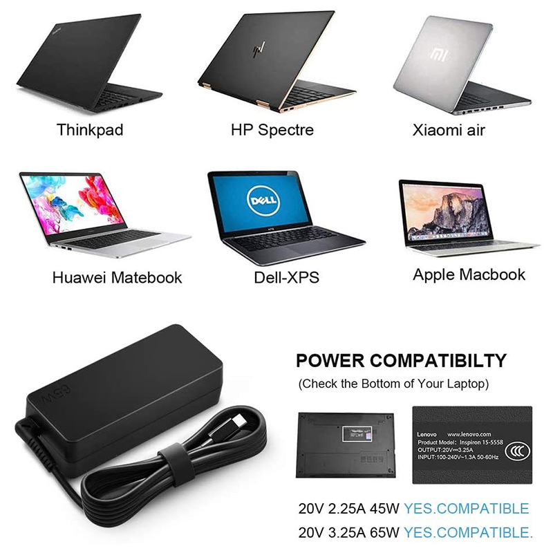 45W65W90W Lenovo Laptop Power Adapter Type-C PD Fast Charger Computer Charger