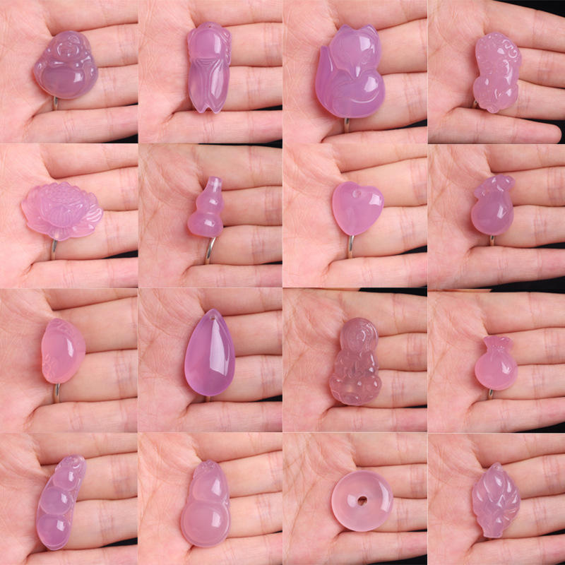 Brazilian Agate Pendant Ice Seed Pink Chalcedony Gourd Men Women Jade Maitreya Buddha Peace Button Pendant Jewelry