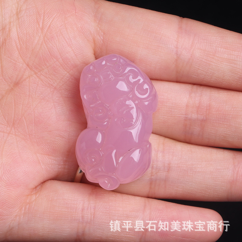 Brazilian Agate Pendant Ice Seed Pink Chalcedony Gourd Men Women Jade Maitreya Buddha Peace Button Pendant Jewelry
