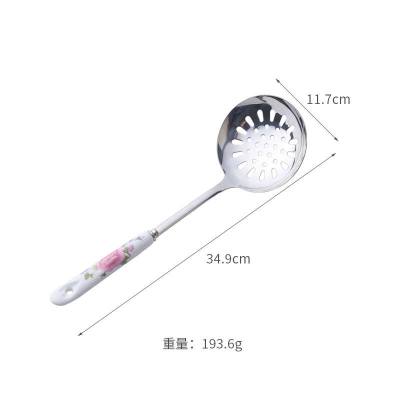 Stainless steel stir-fry spatula, pot spoon, home use, ceramic handle kitchenware set, heat insulation kit, supplies, Jieyang summer use