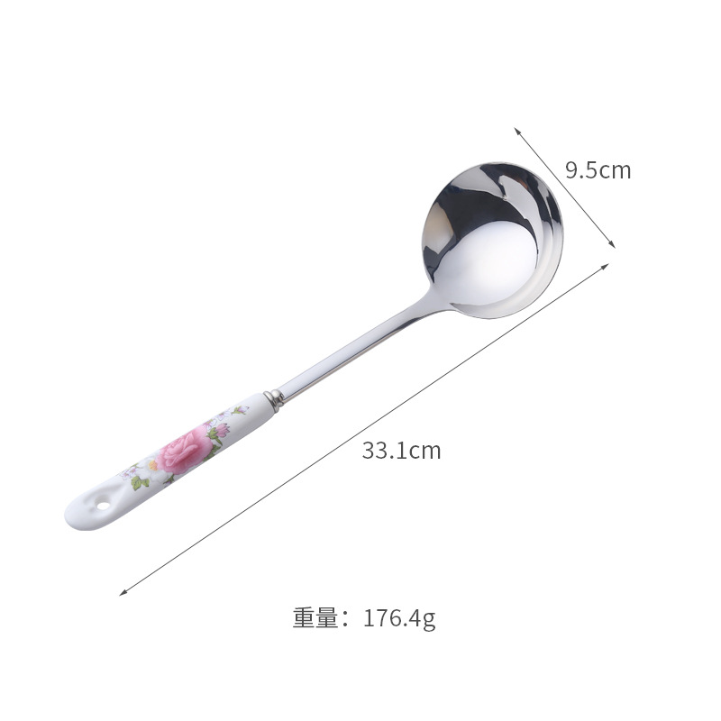 Stainless steel stir-fry spatula, pot spoon, home use, ceramic handle kitchenware set, heat insulation kit, supplies, Jieyang summer use