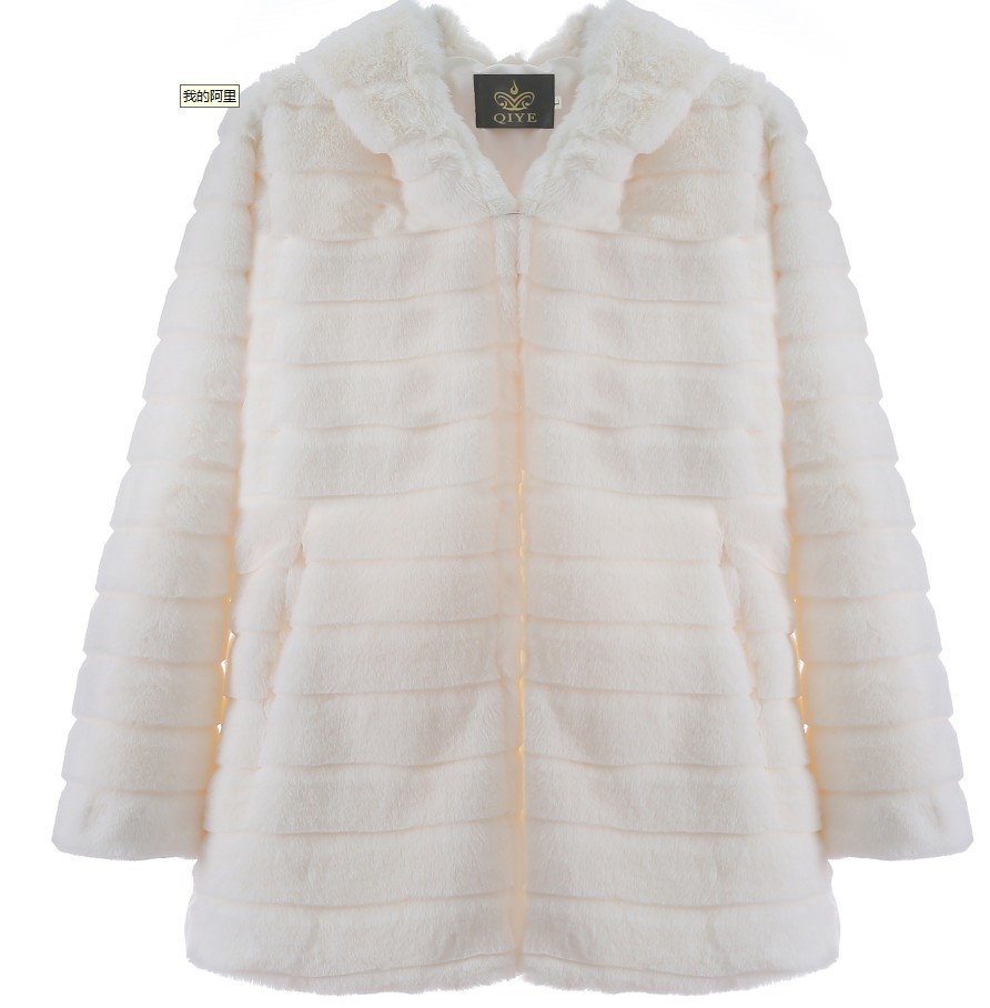 Fur autumn/winter faux fur imitation mink long hooded fur jacket women's coat warm