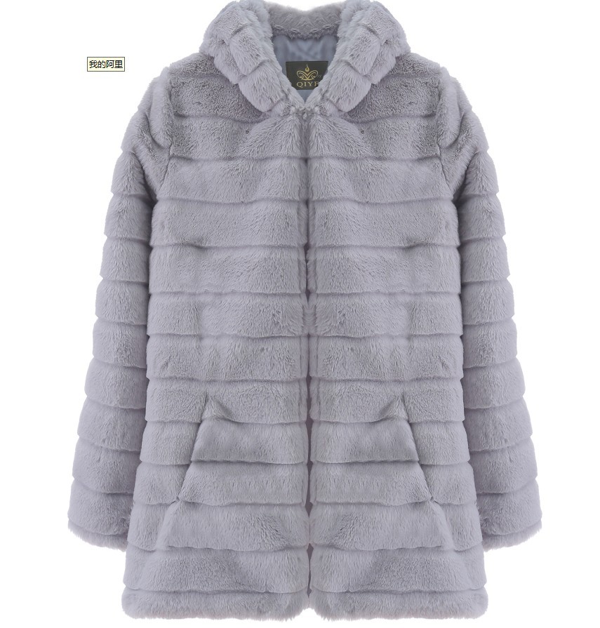 Fur autumn/winter faux fur imitation mink long hooded fur jacket women's coat warm