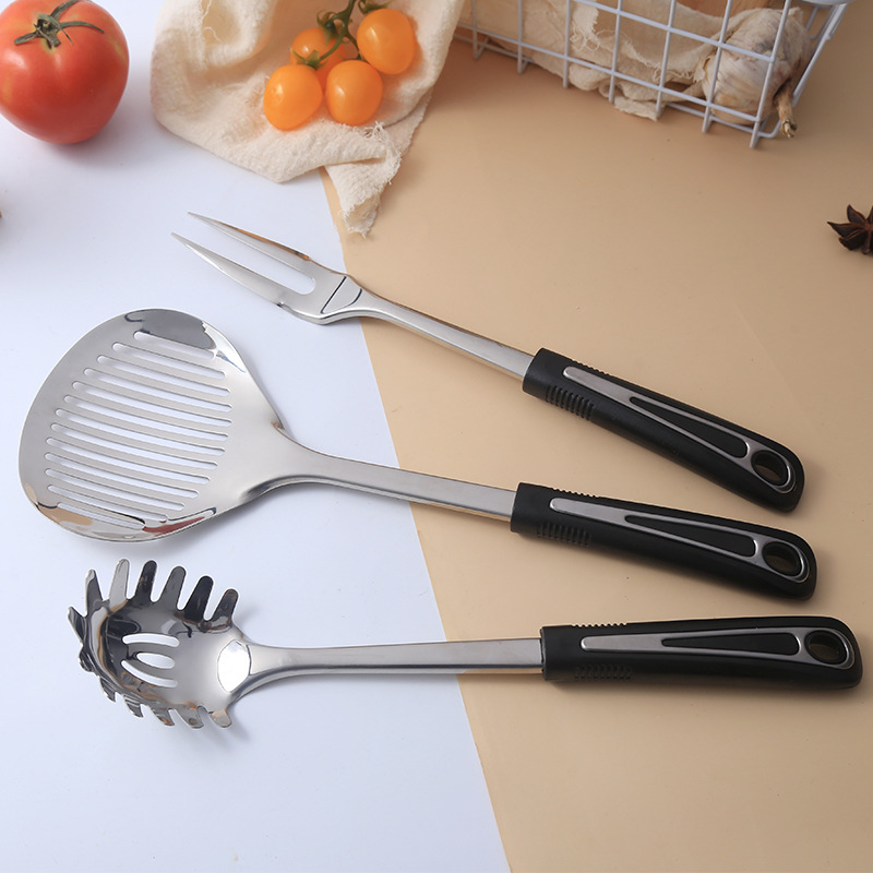 New stainless steel kitchenware set for home use, cooking spatula, spoon, high temperature resistant cooking spatula, slotted spoon