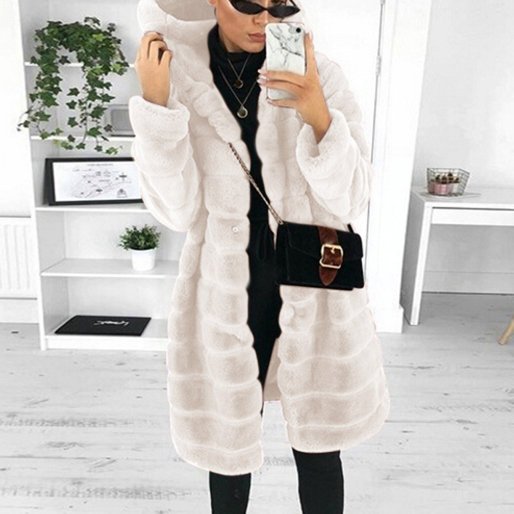 Fur autumn/winter faux fur imitation mink long hooded fur jacket women's coat warm