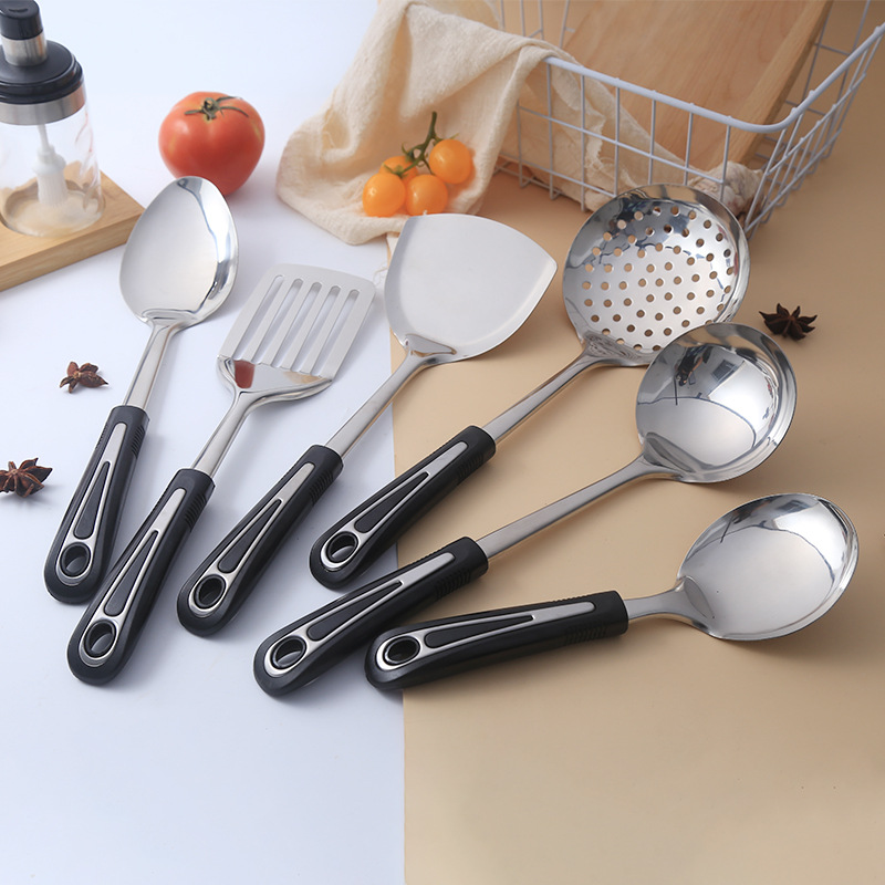New stainless steel kitchenware set for home use, cooking spatula, spoon, high temperature resistant cooking spatula, slotted spoon