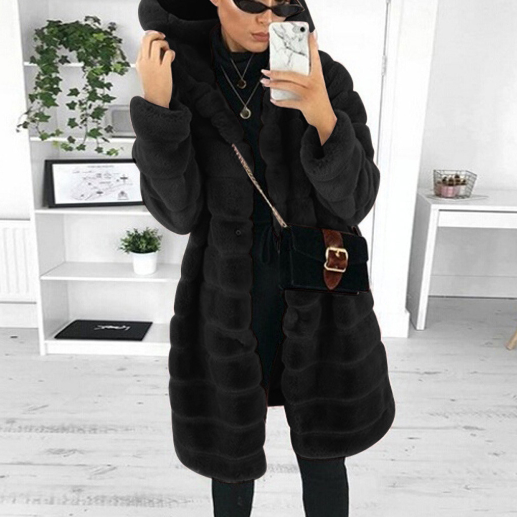 Fur autumn/winter faux fur imitation mink long hooded fur jacket women's coat warm