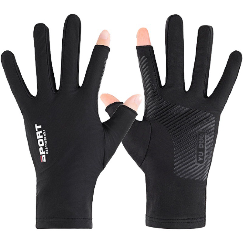 Driving fishing gloves half finger ice silk non-slip gloves breathable sunscreen fitness cycling express quick-drying gloves
