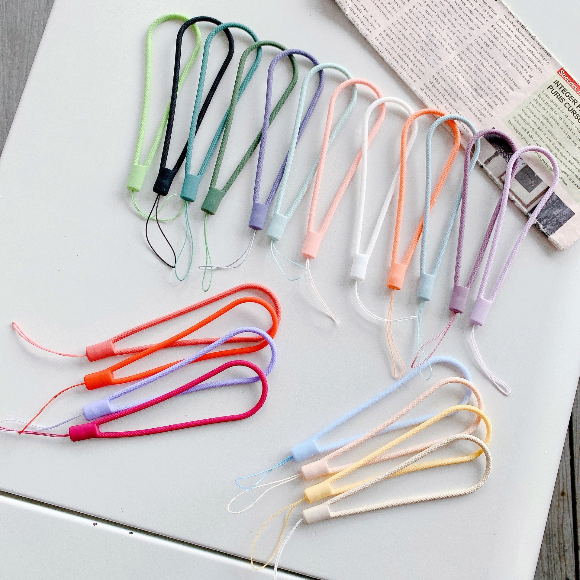 Grid silicone phone lanyard fan silicone wrist lanyard gift moire lanyard colorful hanging rope