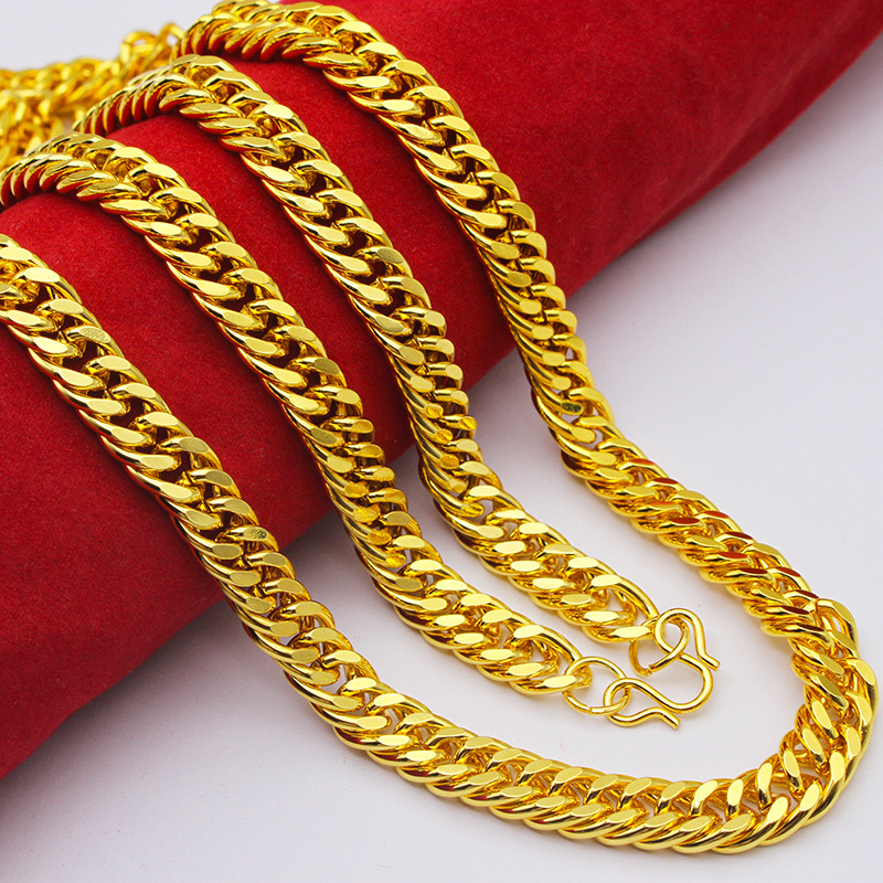 18K gold necklace men long time tycoon prop thick 9mm bold gold chain 60cm president chain