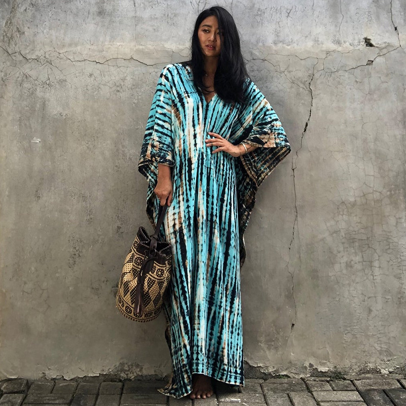 New Ombre Long Dress Beach Cover Up Vacation Long Dress Bikini Outer Swimsuit Cover Up Sun Protection